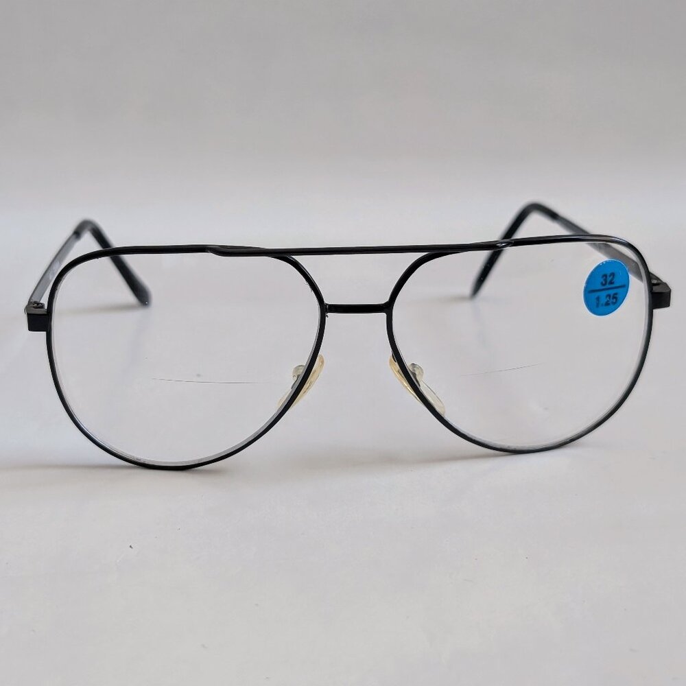 (NWT) Vintage 90's Aviator Metal Bi-Focal Reading Glasses (S. Black)